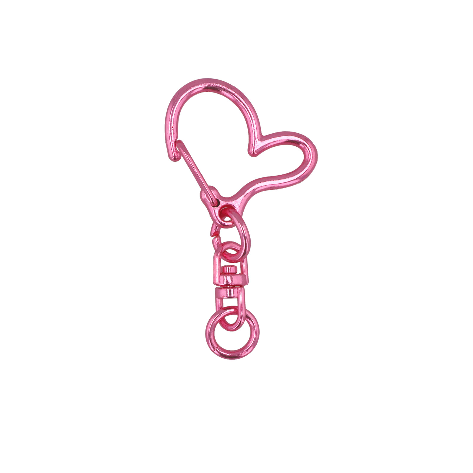 ワンタッチキーホルダー シーベル付き チャームキーホルダー ハート メタリックカラー ピンク<br>ｷｰﾎﾙﾀﾞｰ ﾁｬｰﾑK/H (ﾊｰﾄ) ﾋﾟﾝｸ