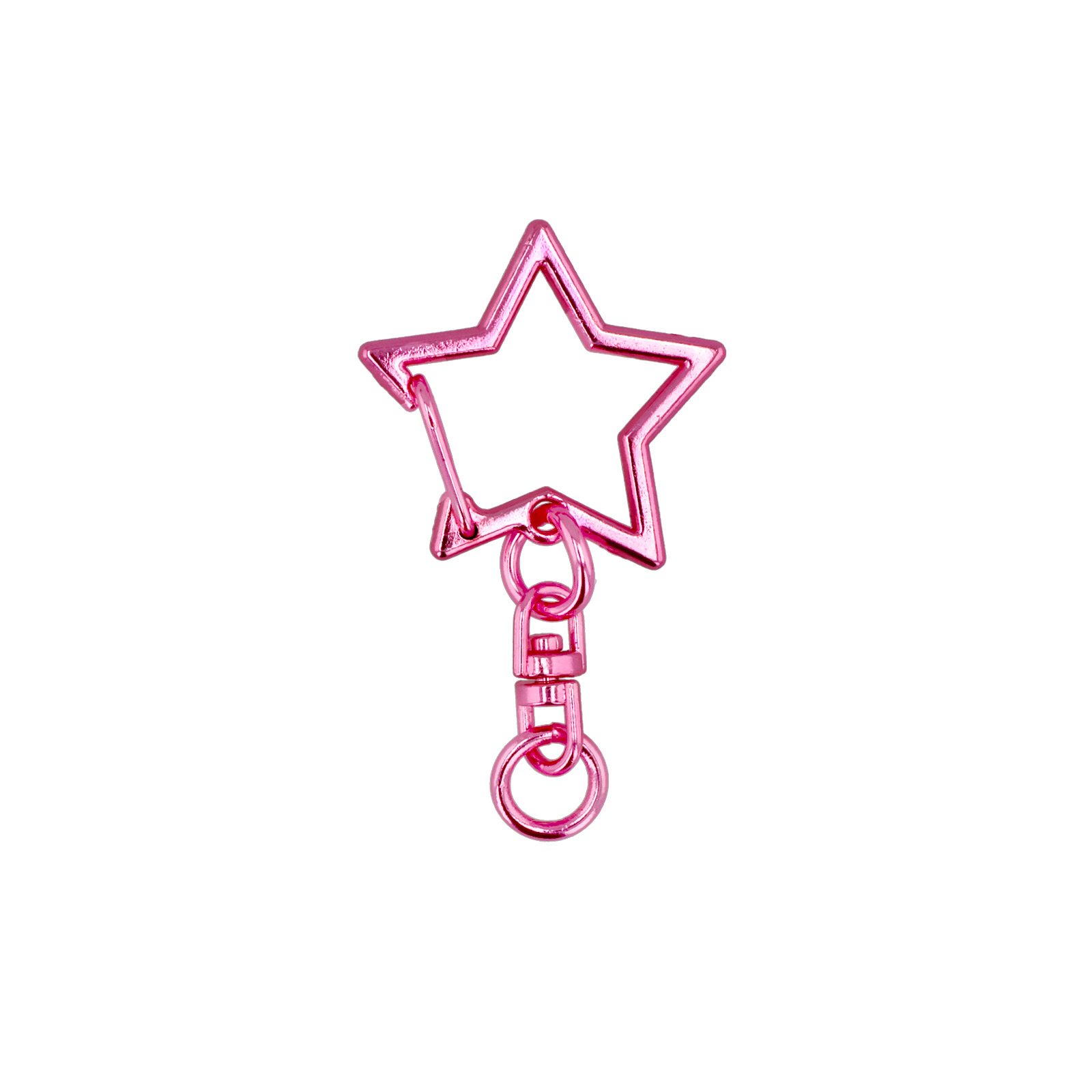 ワンタッチキーホルダー シーベル付き チャームキーホルダー 星 メタリックカラー ピンク<br>ｷｰﾎﾙﾀﾞｰ ﾁｬｰﾑK/H (星) ﾋﾟﾝｸ