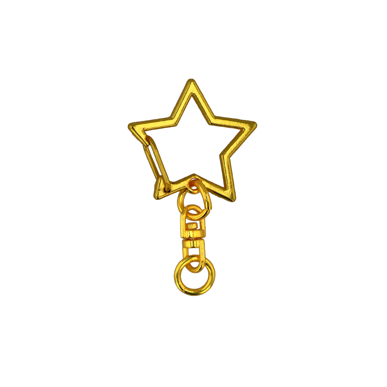 ワンタッチキーホルダー シーベル付き チャームキーホルダー 星 メタリックカラー イエロー<br>ｷｰﾎﾙﾀﾞｰ ﾁｬｰﾑK/H (星) ｲｴﾛｰ